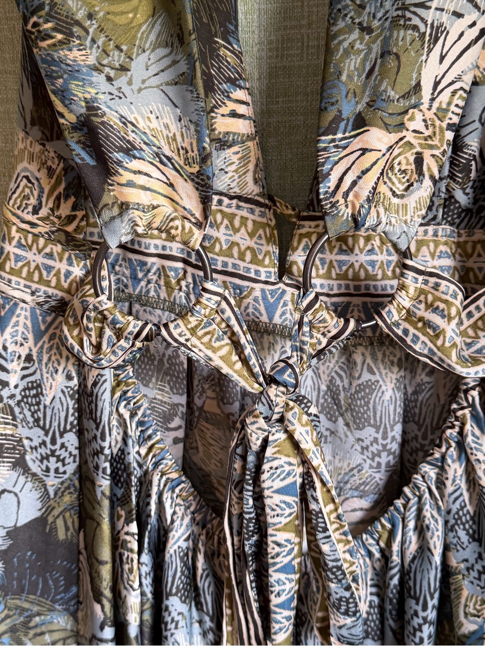 Free People Daydreamin Green + Yellow Botanical Floral Print Mini Dress, Size S - Picture 7 of 11